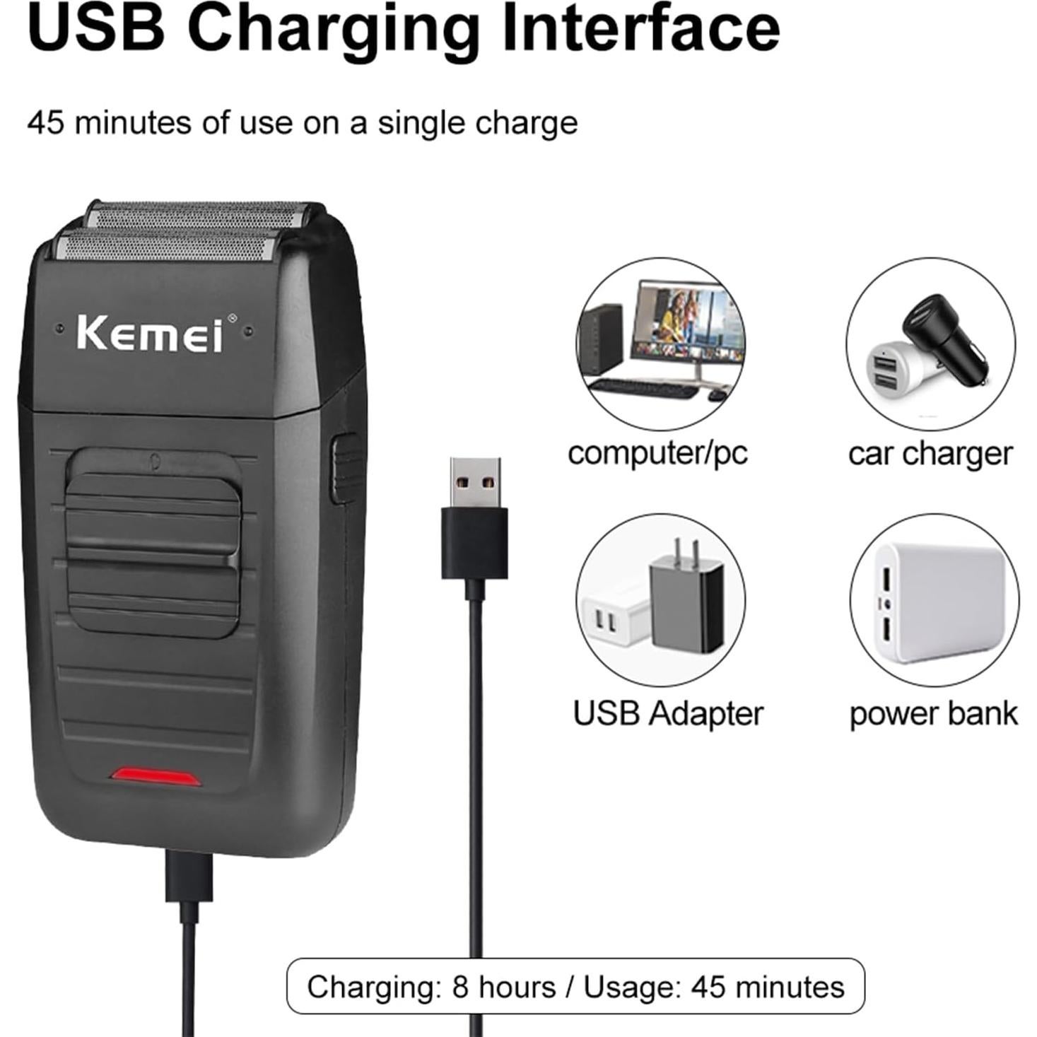 Cortadora de Cabello KEMEI KM-2299 Inalámbrica 11 Peines