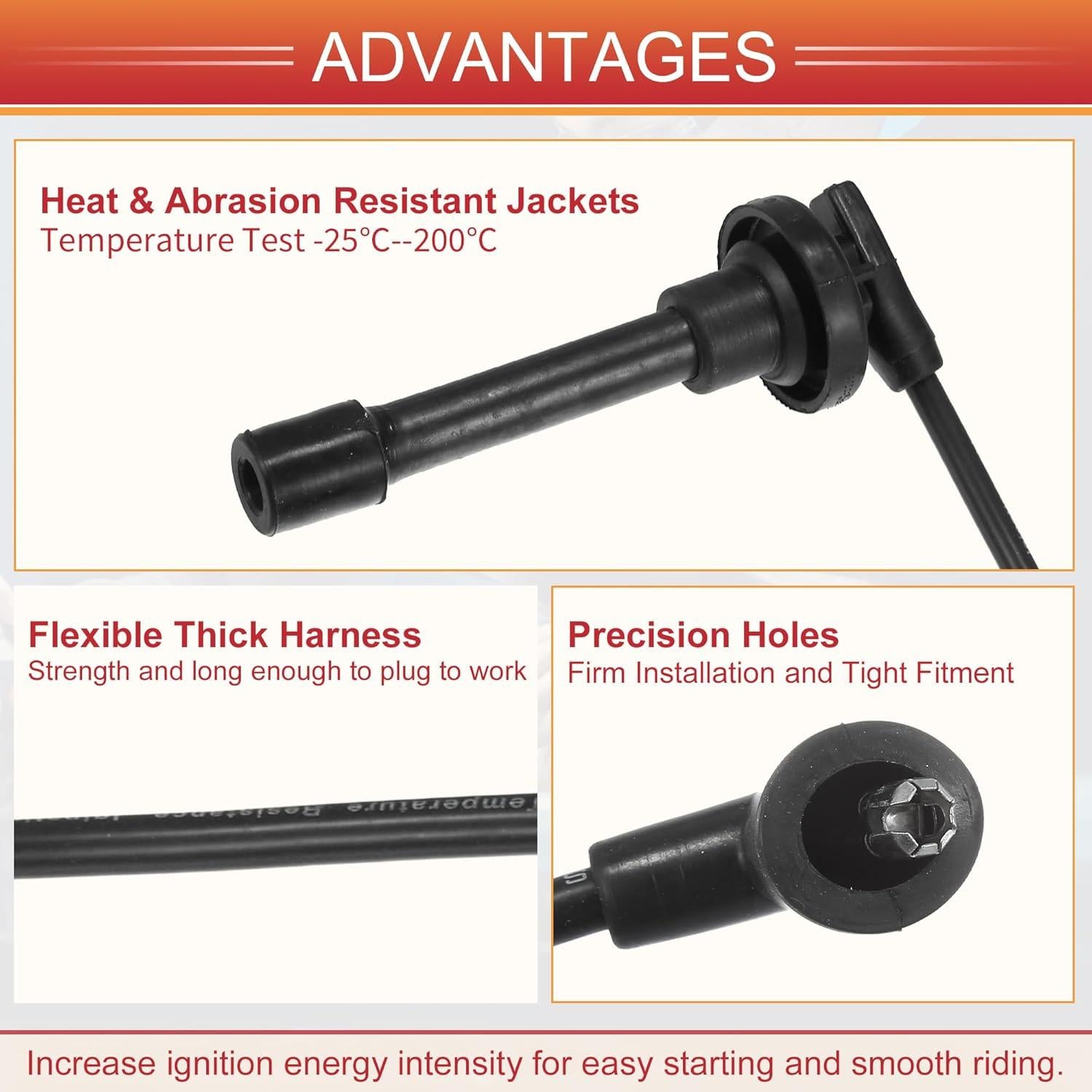 Cables de Bujía de Bobina de Encendido ACROPIX 4 Piezas para Honda