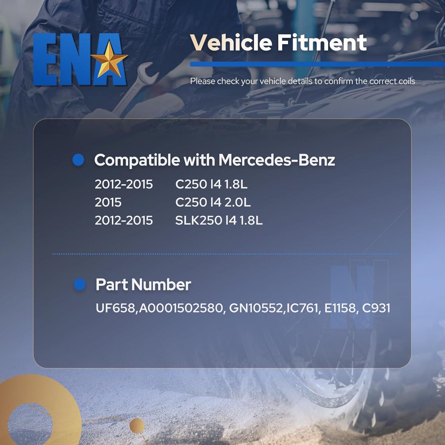 Juego de 4 Bobinas de Encendido ENA para Mercedes Benz C250 SLK250