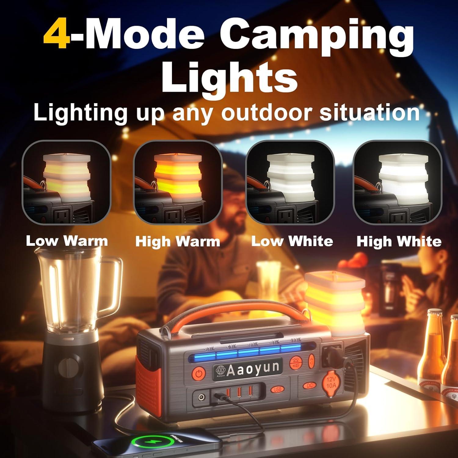 Generador Solar Portátil Aaoyun AOY-320 300W 296Wh Camping