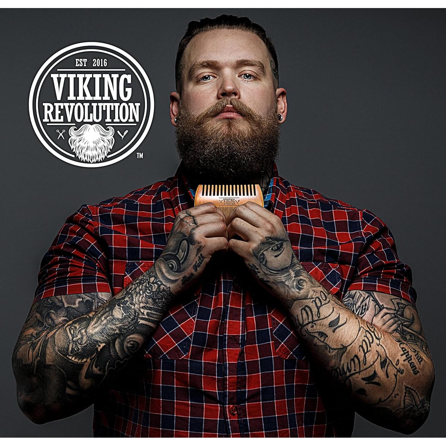 Peine de Madera para Barba Viking Revolution - Doble Acción