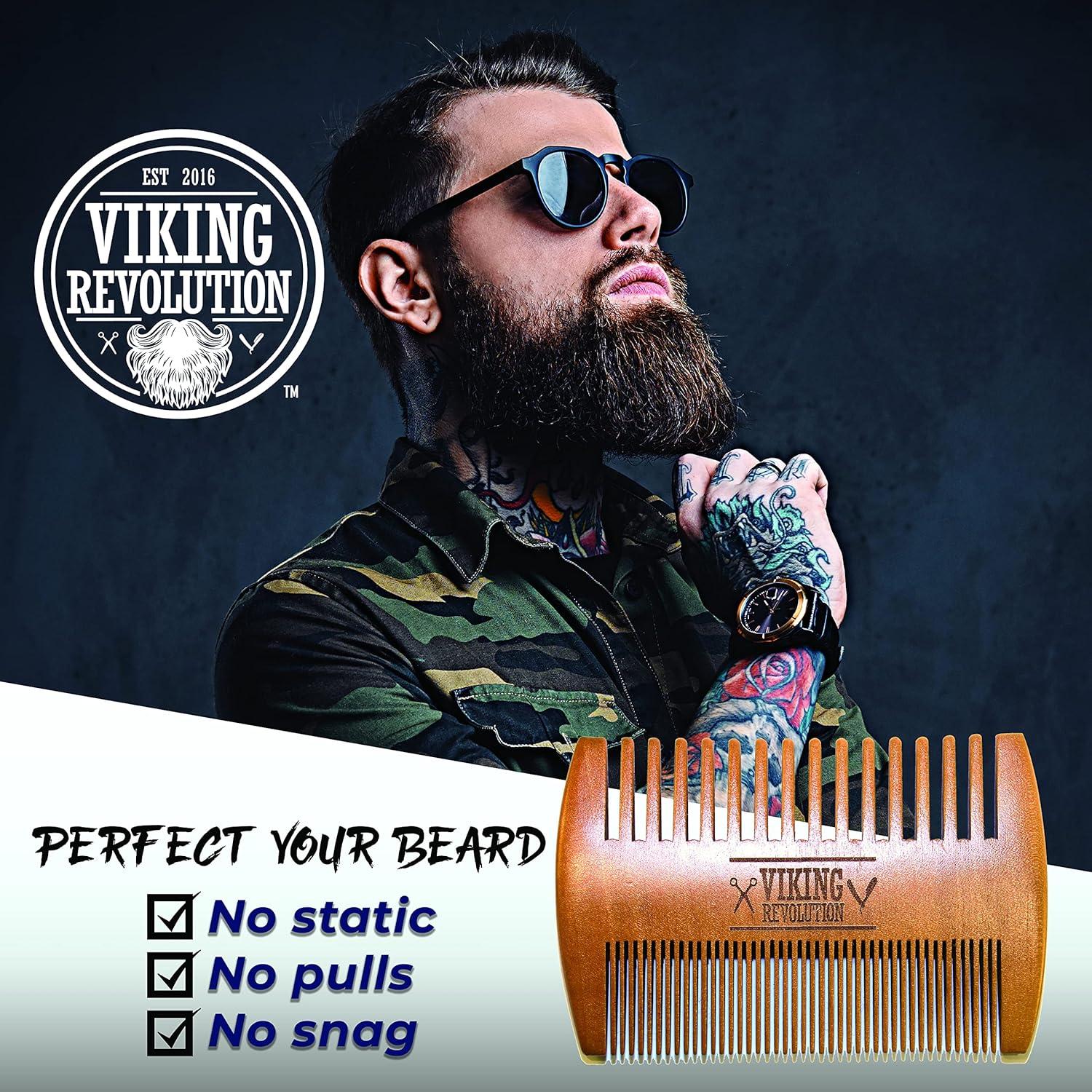 Peine de Madera para Barba Viking Revolution - Doble Acción