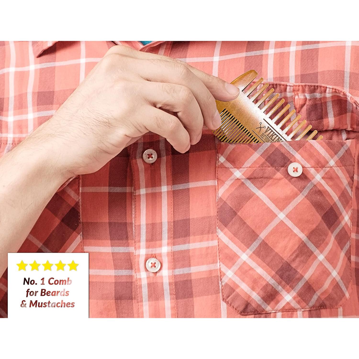 Peine de Madera para Barba Viking Revolution - Doble Acción