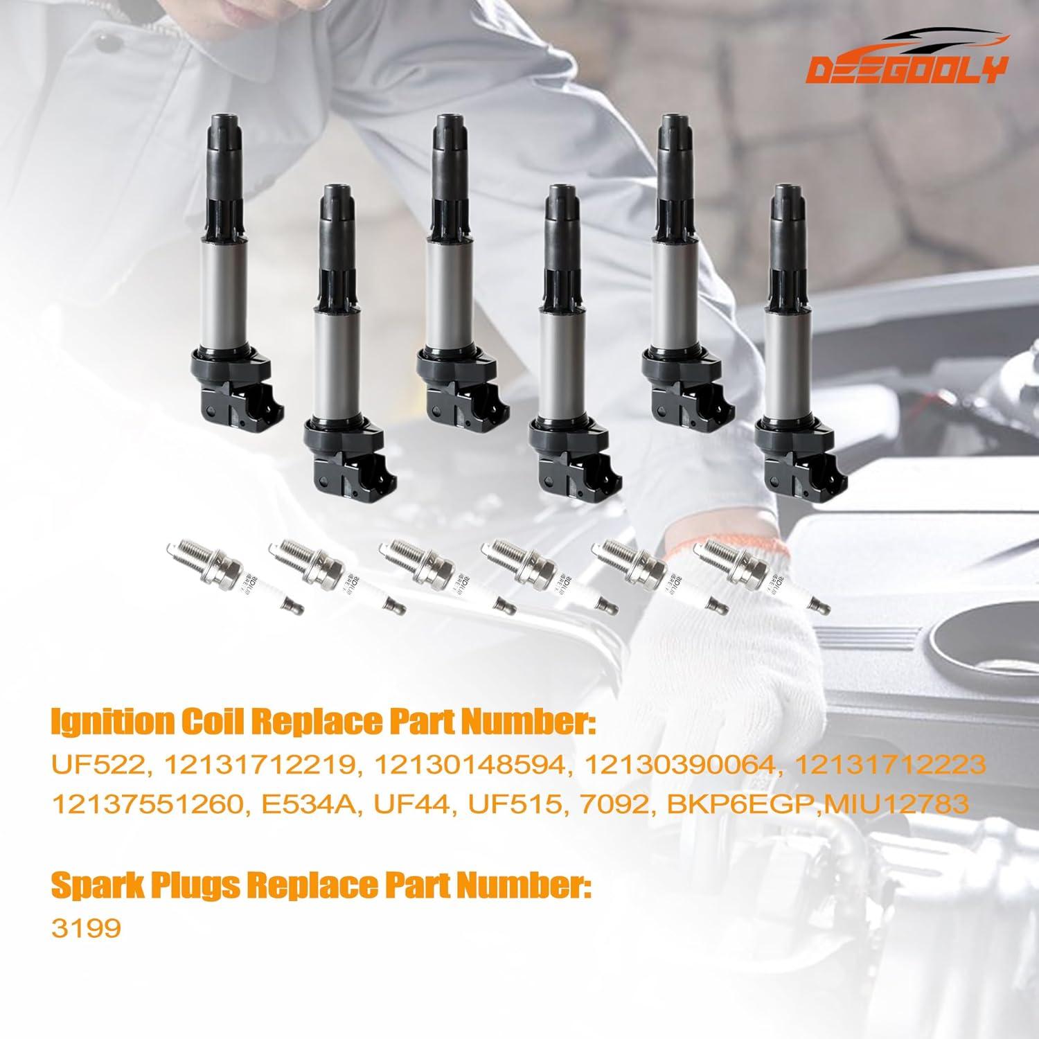 Paquete de bobinas de encendido UF522 y bujías iridio DEEGOOLY