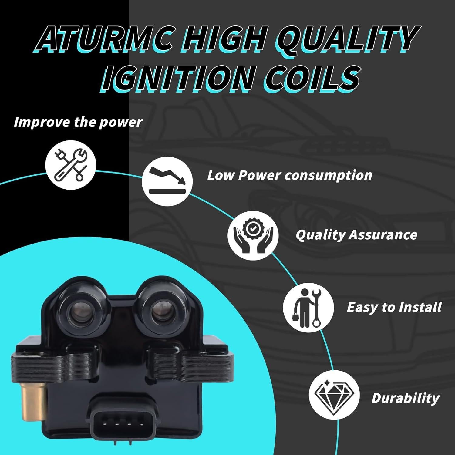 Juego de Bobinas de Encendido ATURMC UF566 con Bujías de Iridio y Cables
