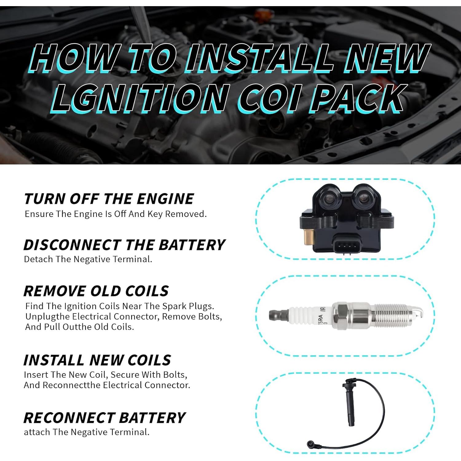 Juego de Bobinas de Encendido ATURMC UF566 con Bujías de Iridio y Cables