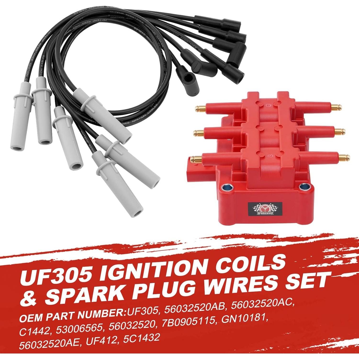 Paquete Bobina de Encendido SPARKWHIZ UF305 + 6 Cables Bujía