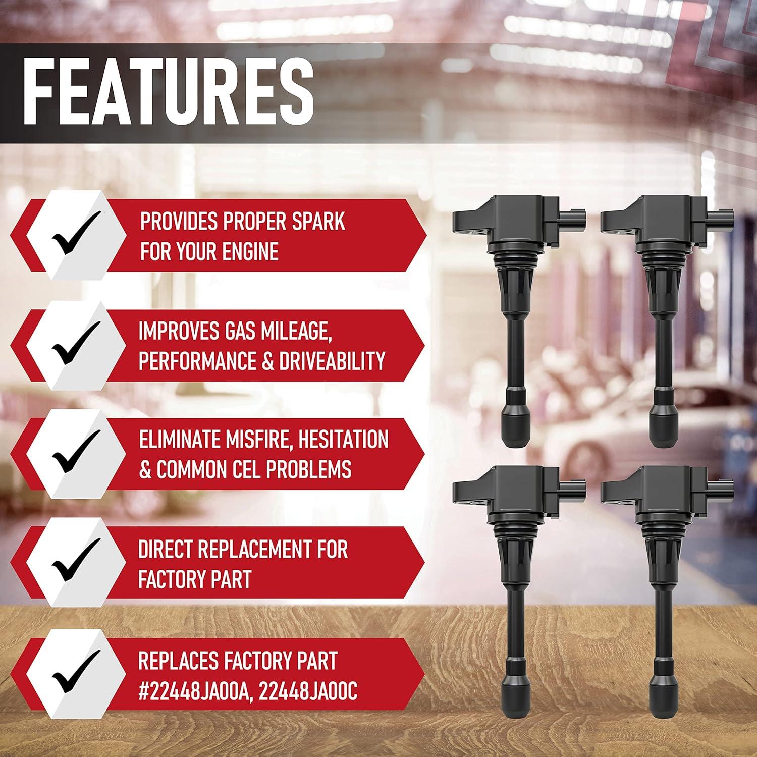 Juego de Bobinas de Encendido AA Ignition 4 Piezas Nissan/Infiniti