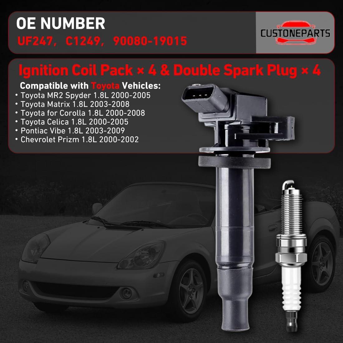 Kit de Encendido CUSTONEPARTS 4 Bobinas y Bujías Toyota 1.8L