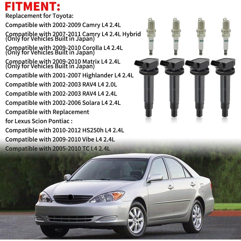 Juego de 4 Bobinas de Encendido y Bujías de Iridio CNPAPC para Toyota