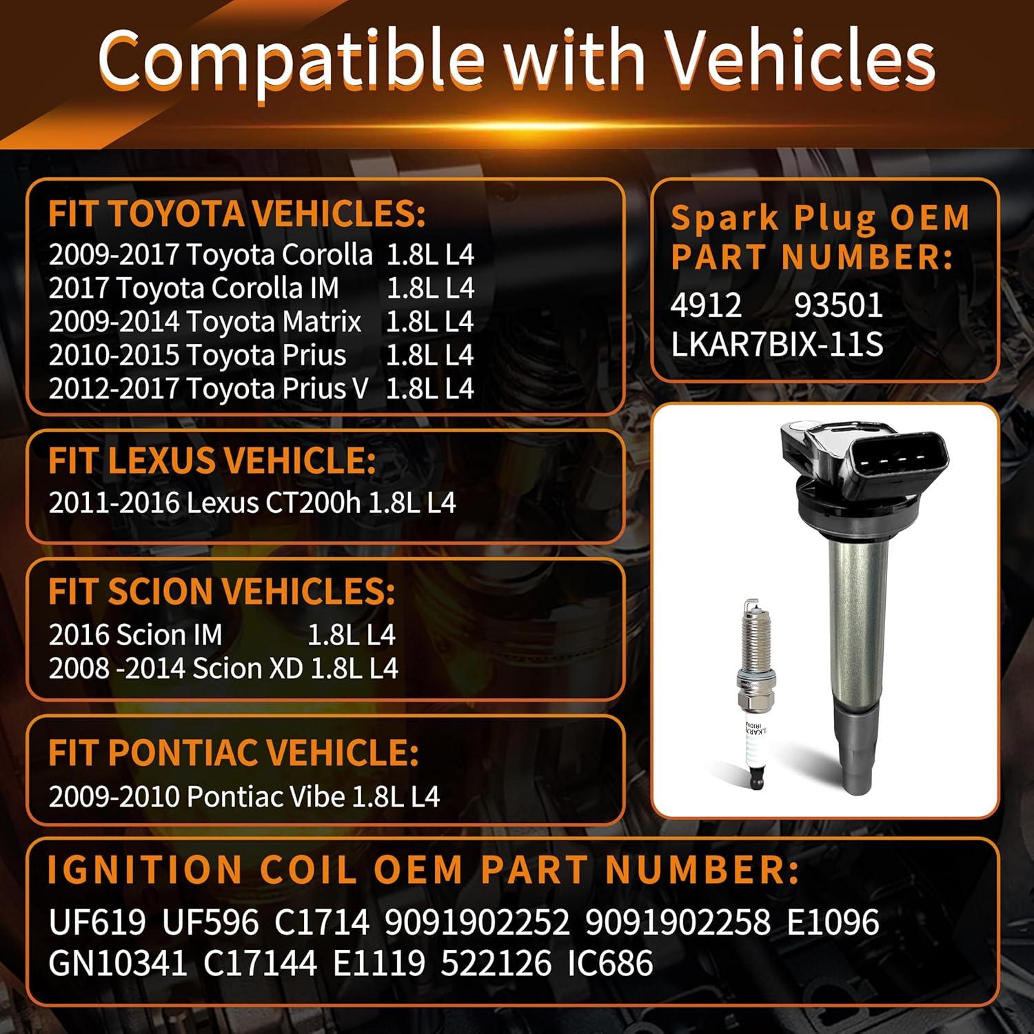 Combo Bobinas de Encendido y Bujías FAKAFY para Toyota