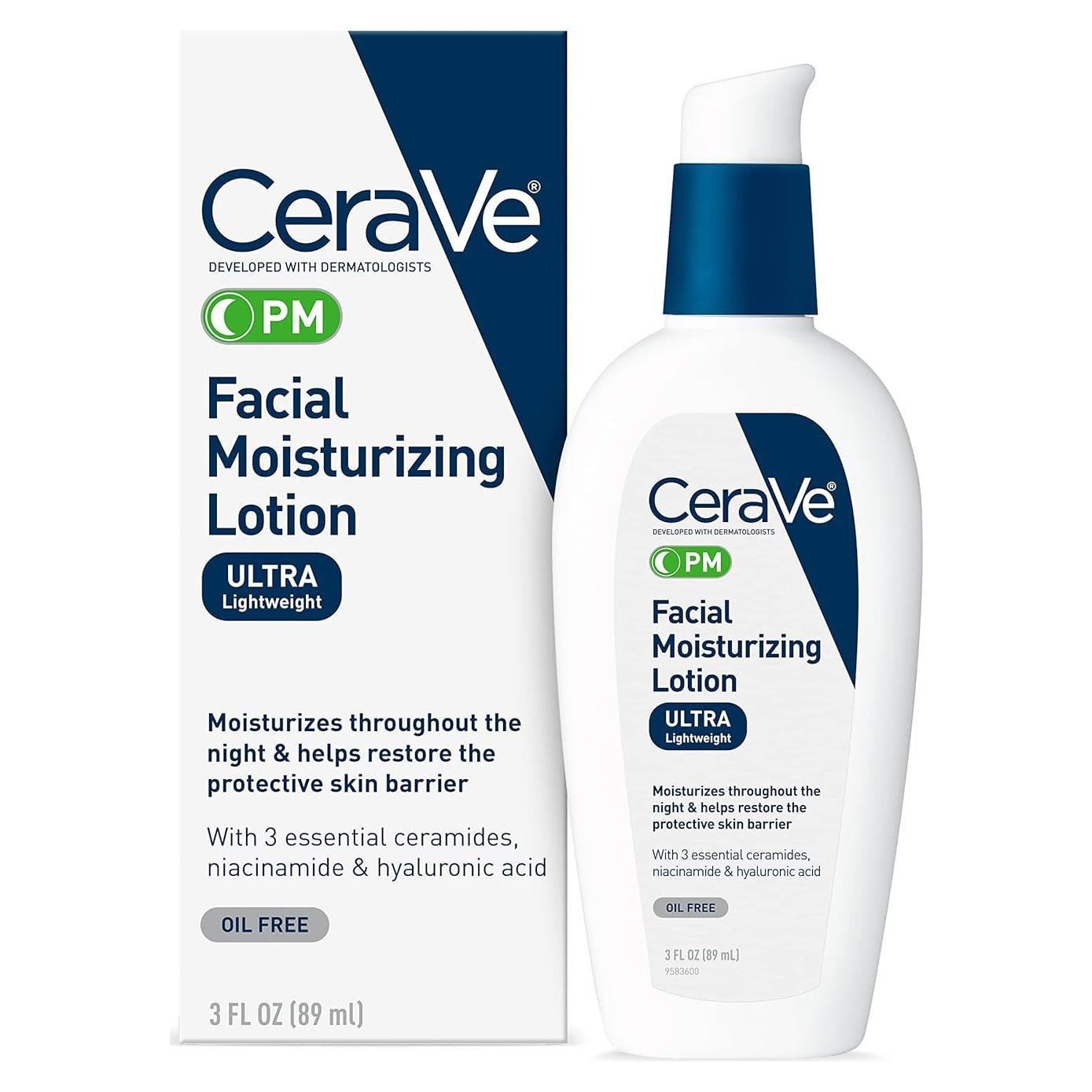 CeraVe Loción Hidratante Facial PM 85 g, Crema Nocturna