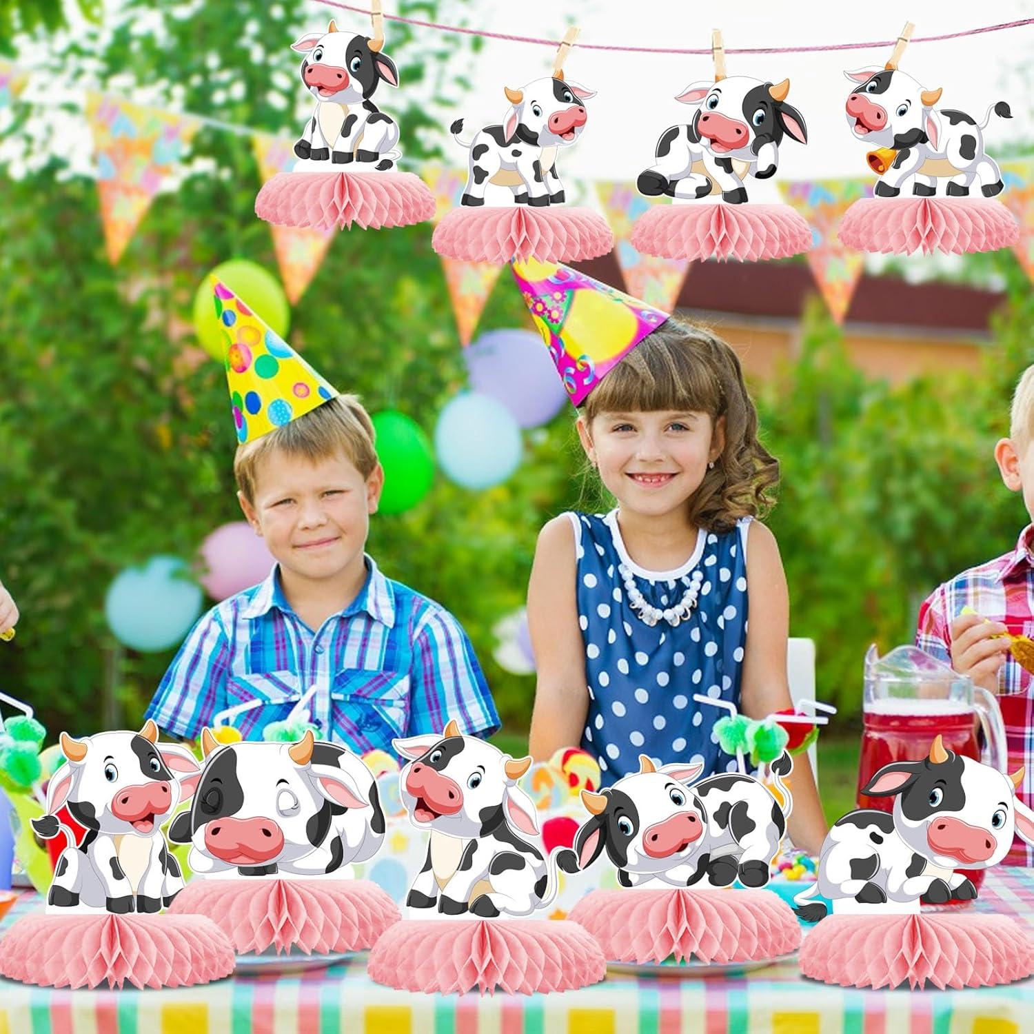 Centro de Mesa de Vacas Rosa 9 Pcs Decoración Fiesta Bebé