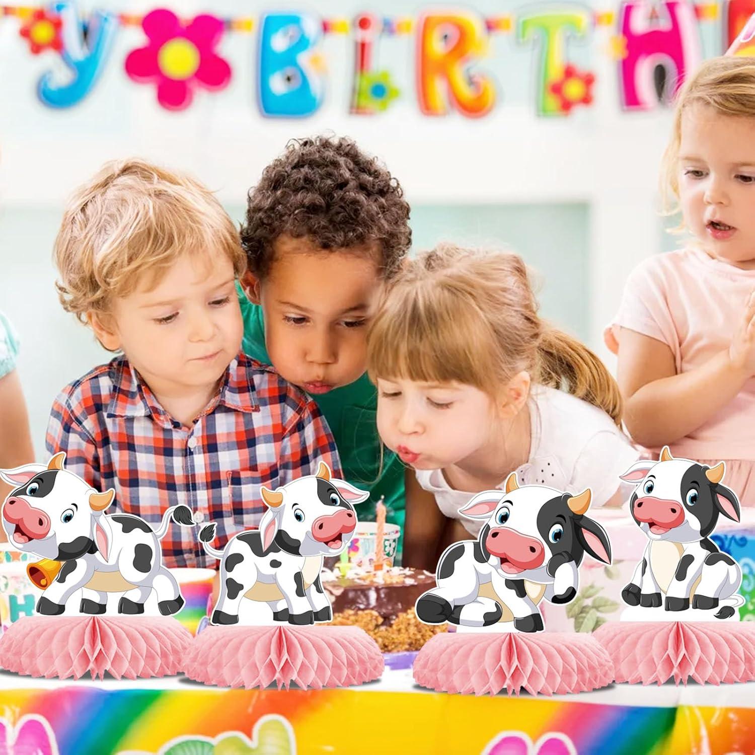 Centro de Mesa de Vacas Rosa 9 Pcs Decoración Fiesta Bebé
