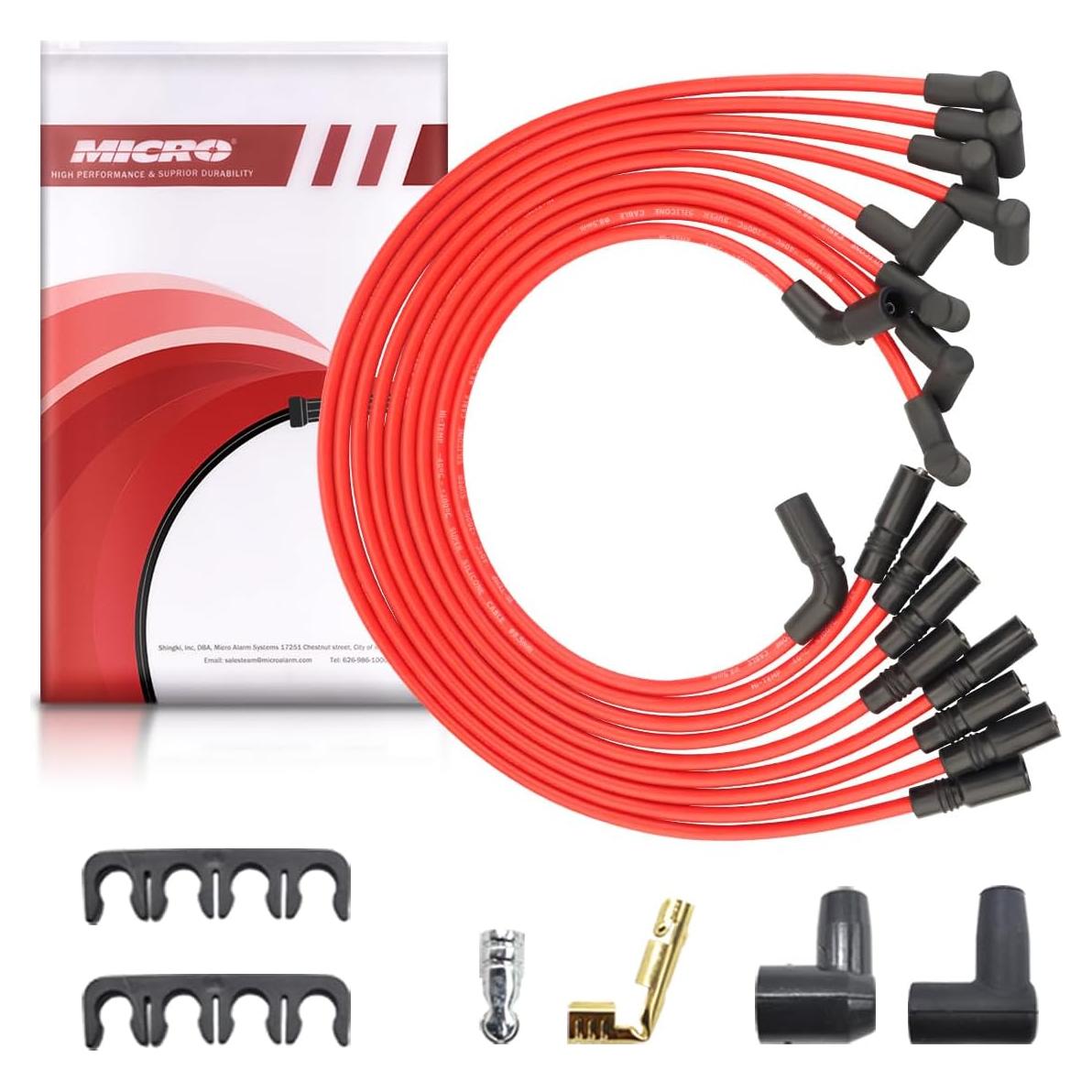 Juego de Cables de Bujías Micro 9 Cables 8.5mm Rojo Automotriz