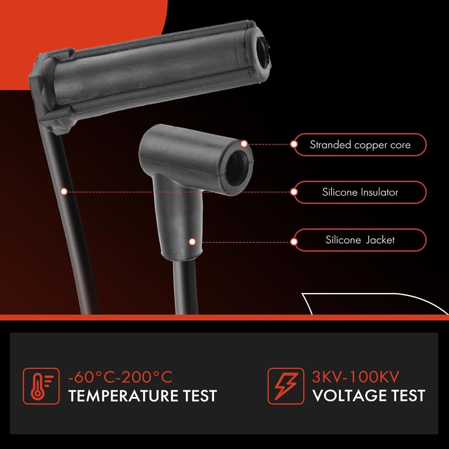 Juego de Cables de Bujía A-Premium 7624 para Chevrolet y GMC