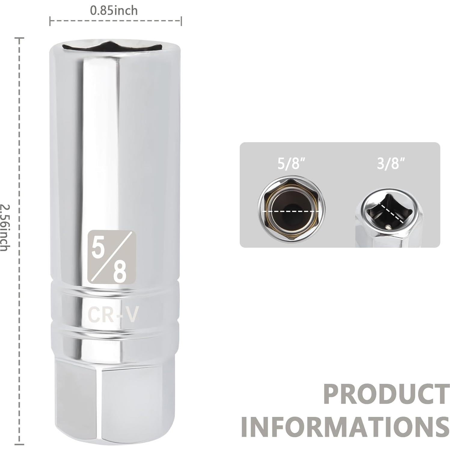 Socket de bujía magnético Salior 5/8" 6 puntos 3/8" Drive