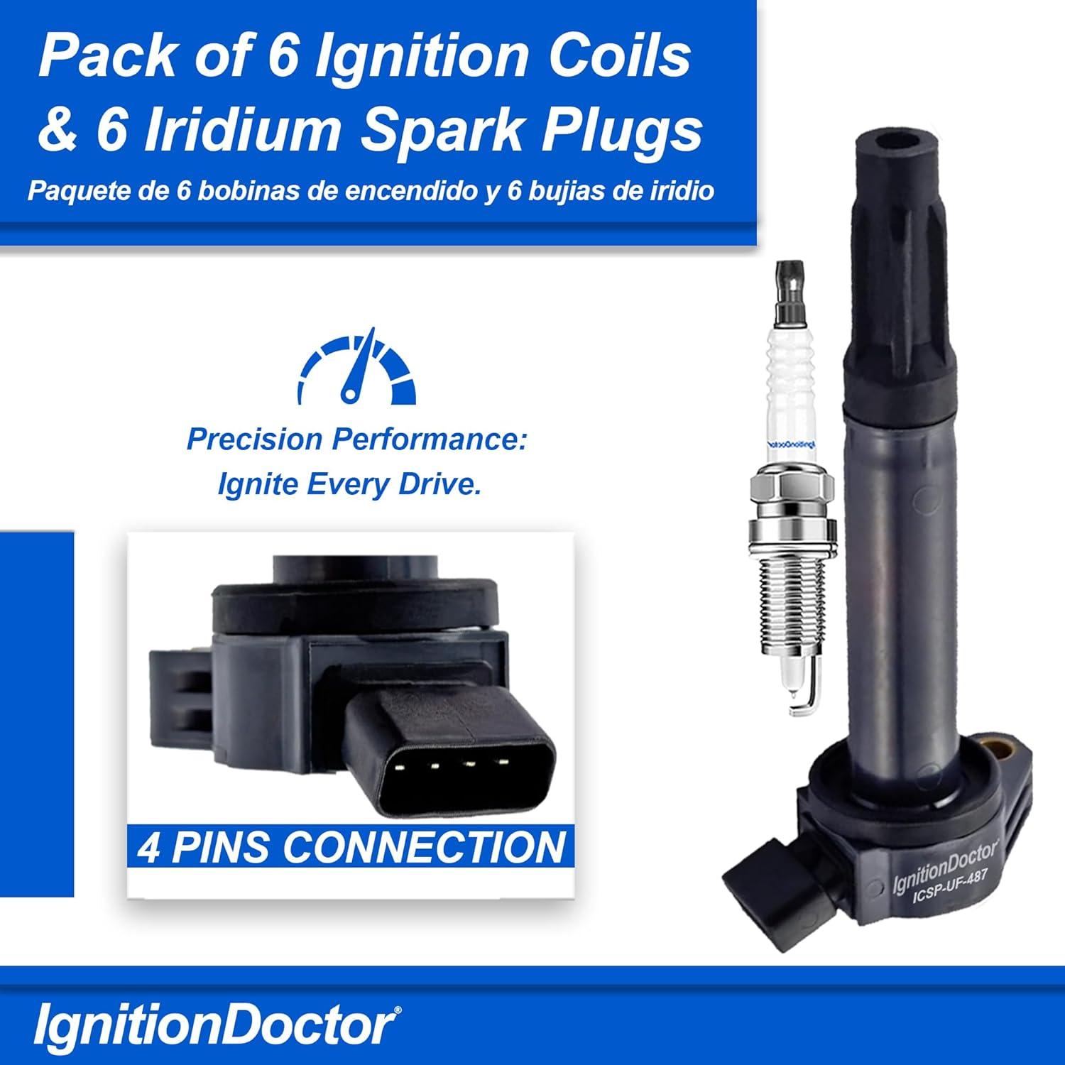 Combo 6 Bujías de Iridio y 6 Bobinas Encendido IgnitionDoctor
