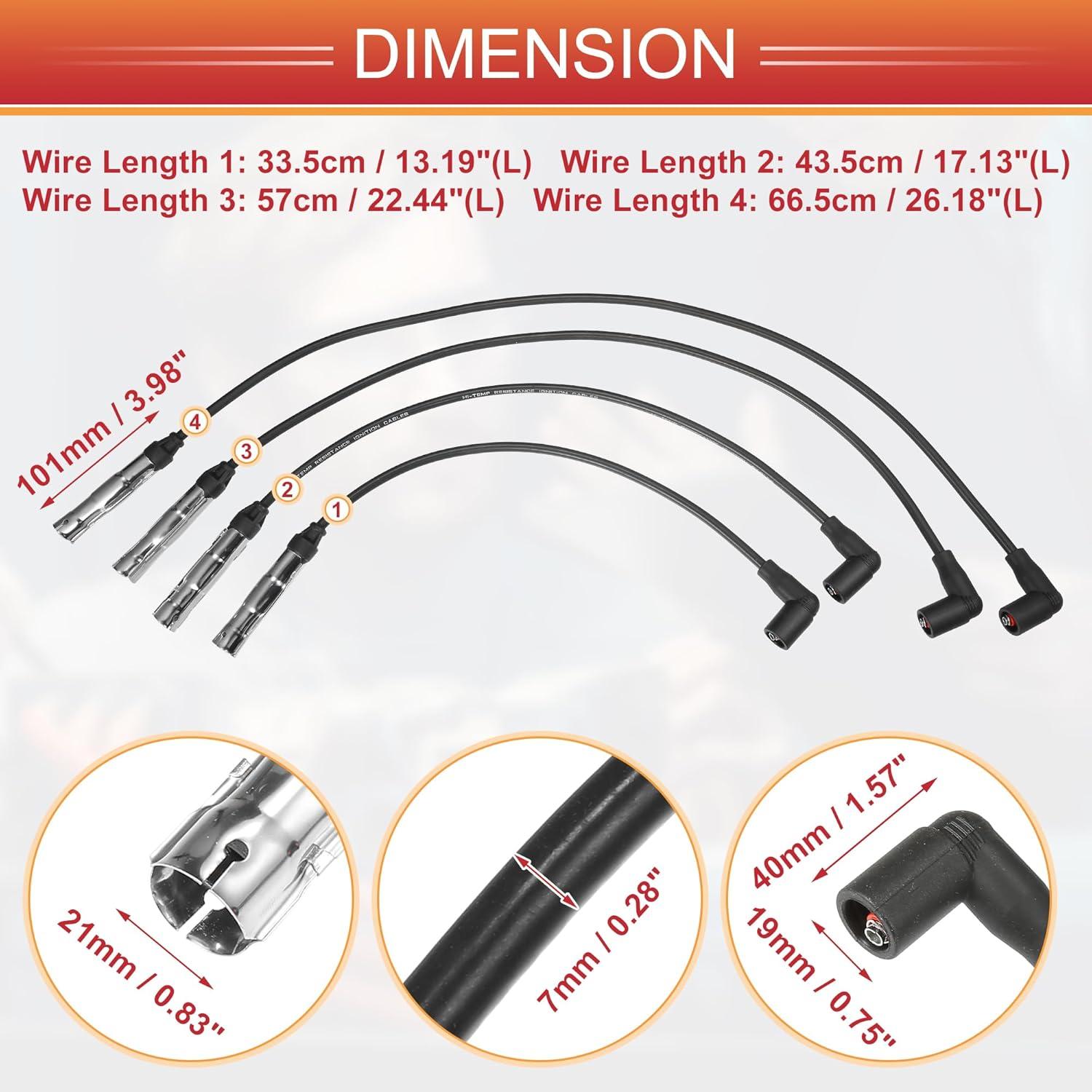 Cables de Bujía de Encendido ACROPIX 7mm para Audi A3 A4 - 4 Pcs
