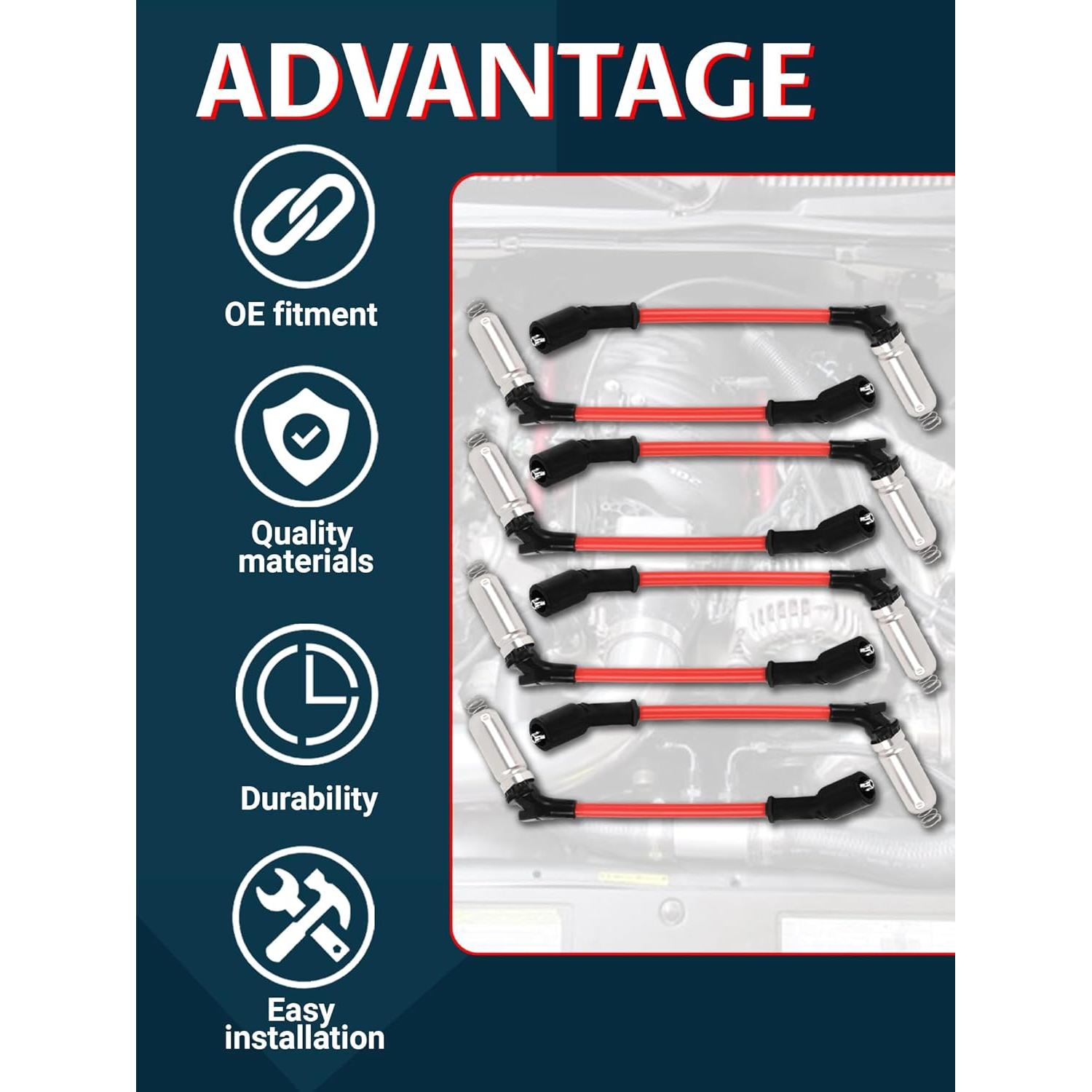 Juego de 8 Cables de Bujías Ntoauto M8-48322 para GMC y Chevrolet