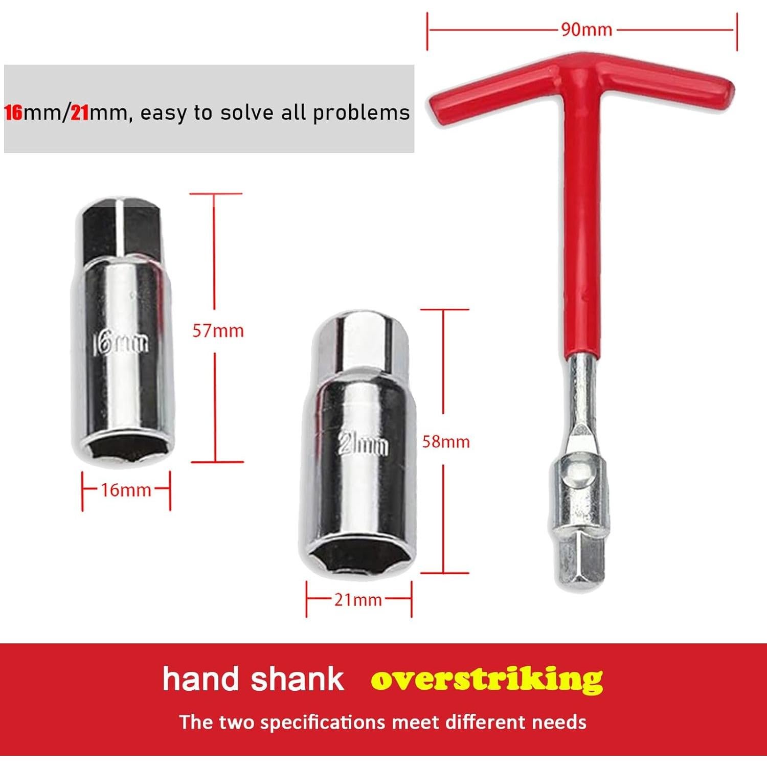 Llave de Bujías Universal Piburth 16mm y 21mm con Mango en T