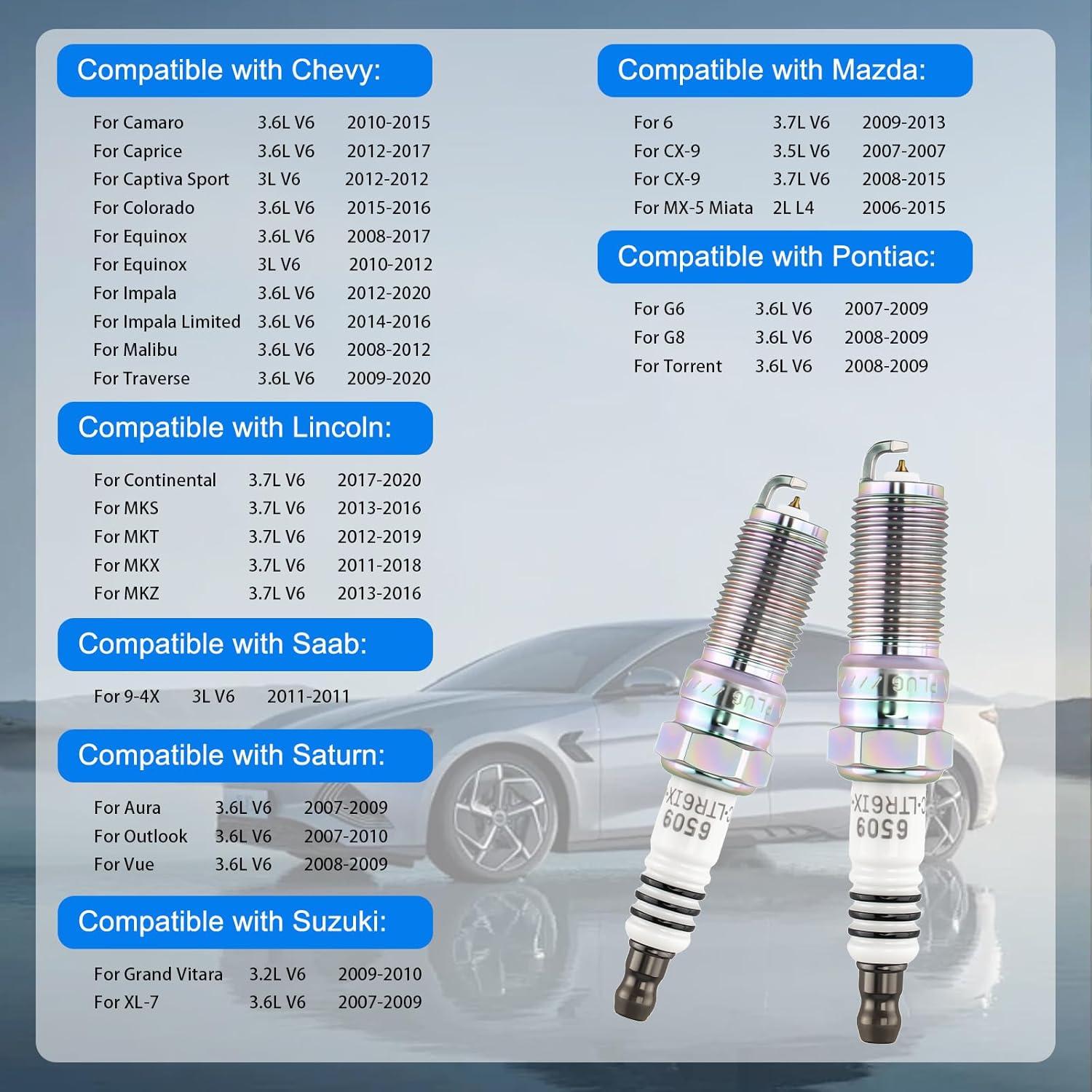 Bujías de Iridio Yeoflagtrade para Toyota y Honda - Juego de 6