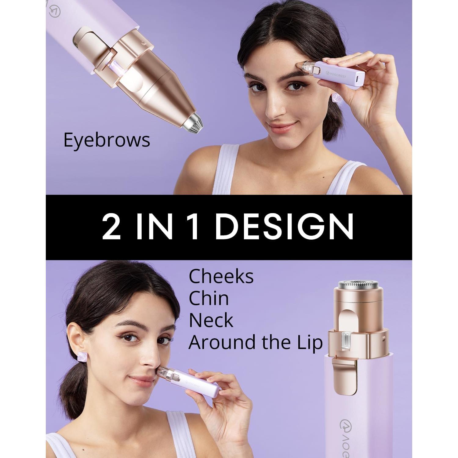 Recortador de Vello Facial VOGCREST VG-103 2 en 1 Púrpura