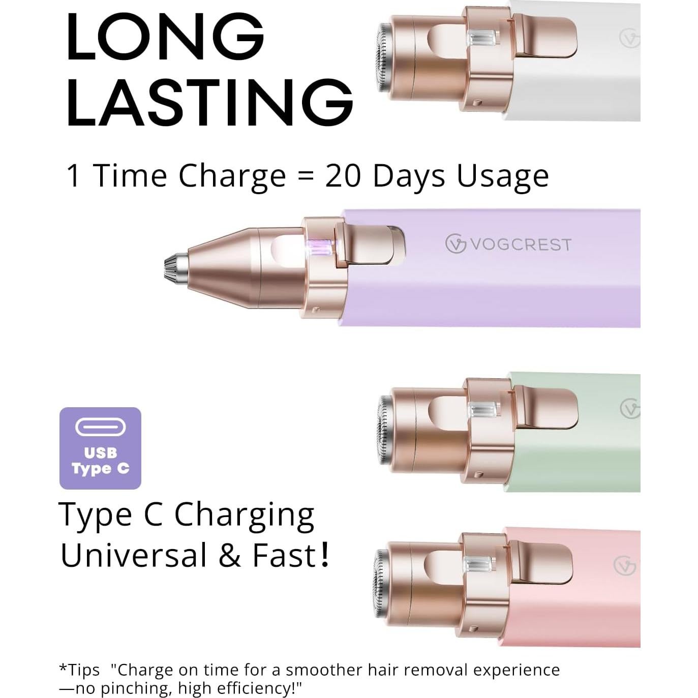 Recortador de Vello Facial VOGCREST VG-103 2 en 1 Púrpura