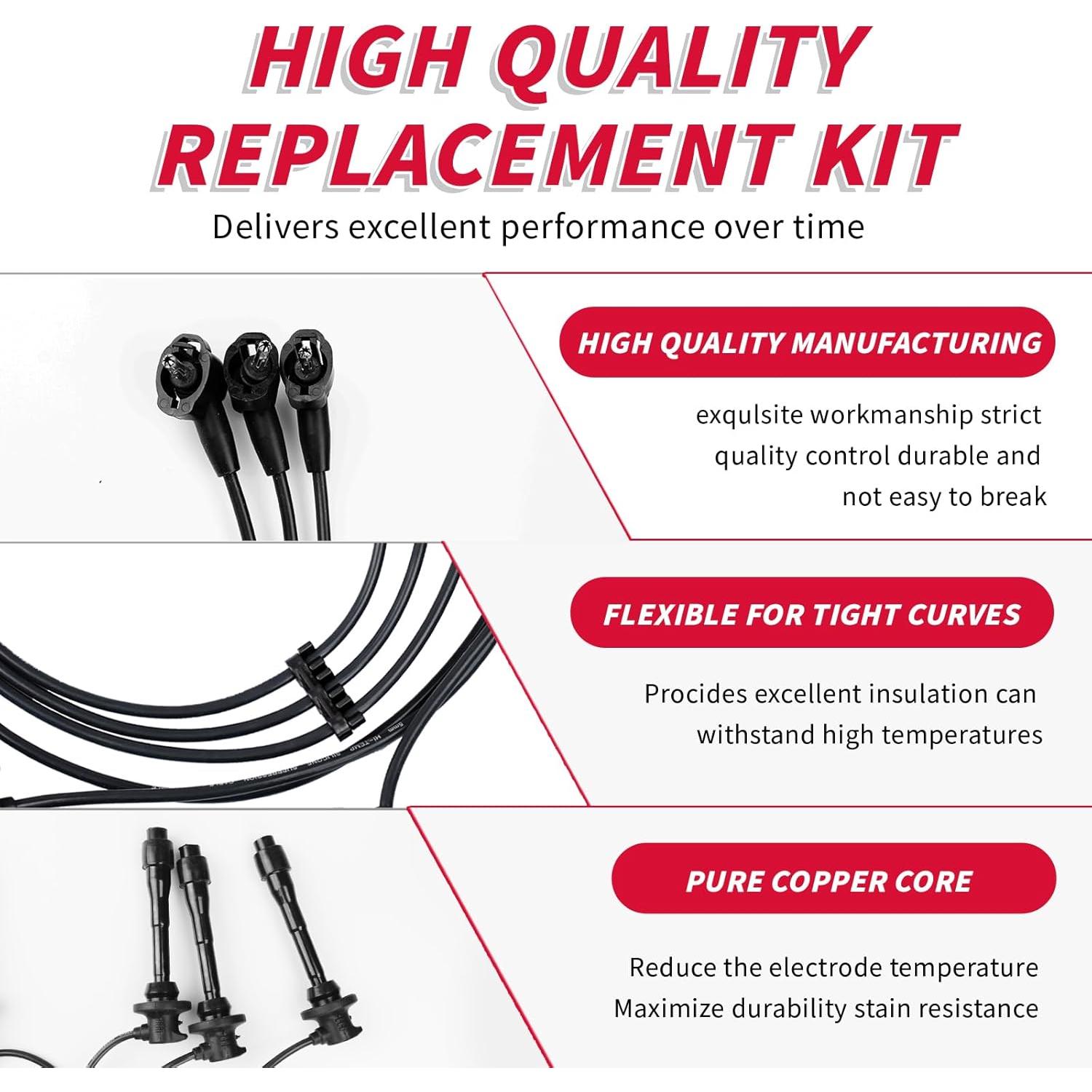 Juego de Cables de Bujías ATURMC 4 PCS Compatible Ford Mazda