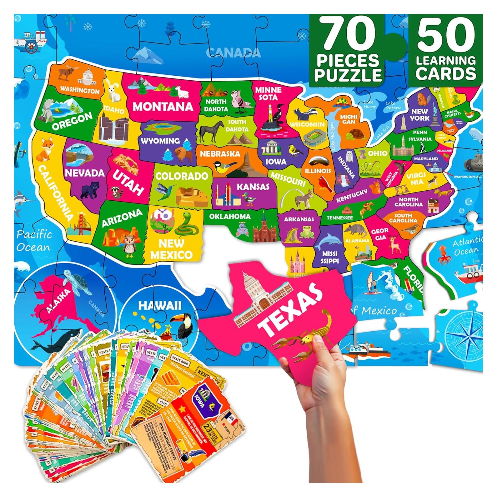 Puzzle Quokka Mapa de EE. UU. 150 Piezas Educativo