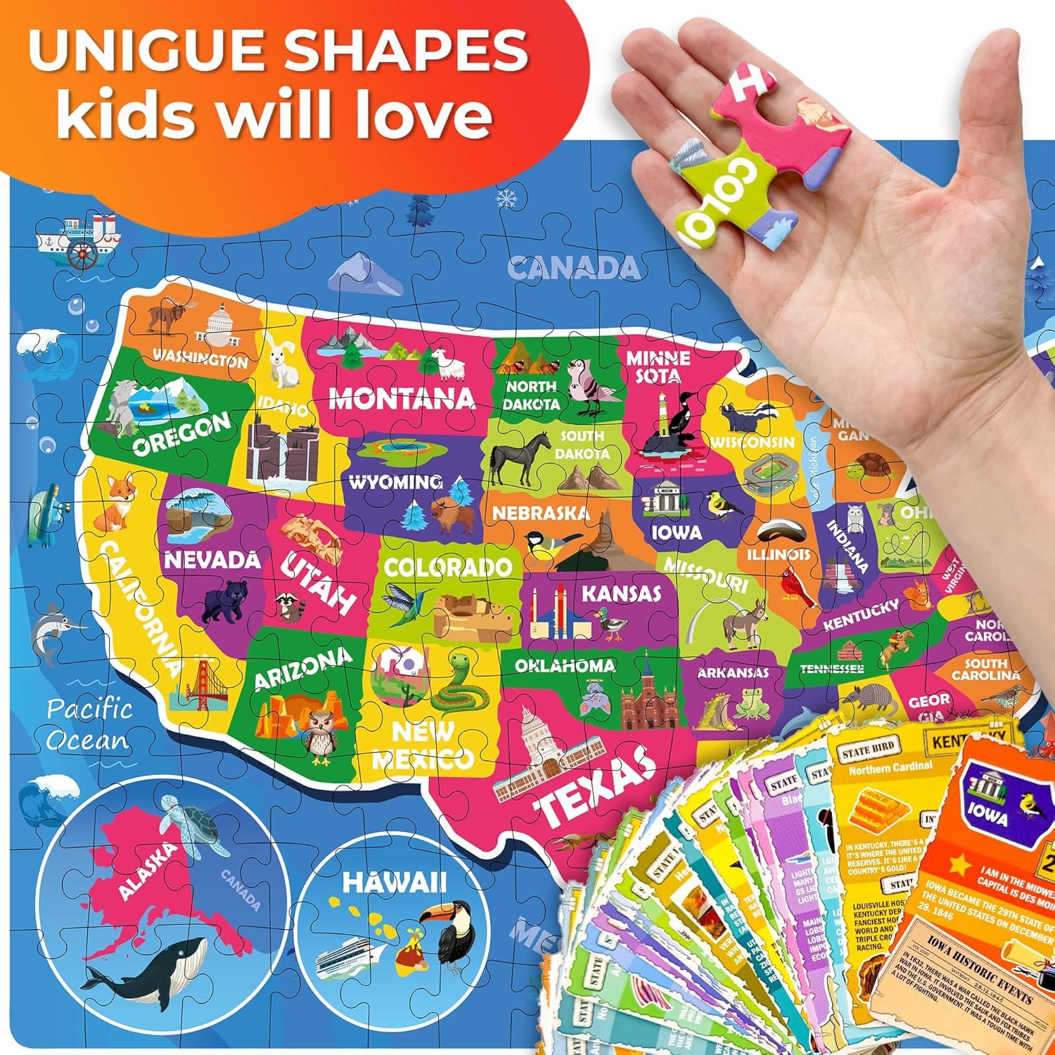 Puzzle Quokka Mapa de EE. UU. 150 Piezas Educativo