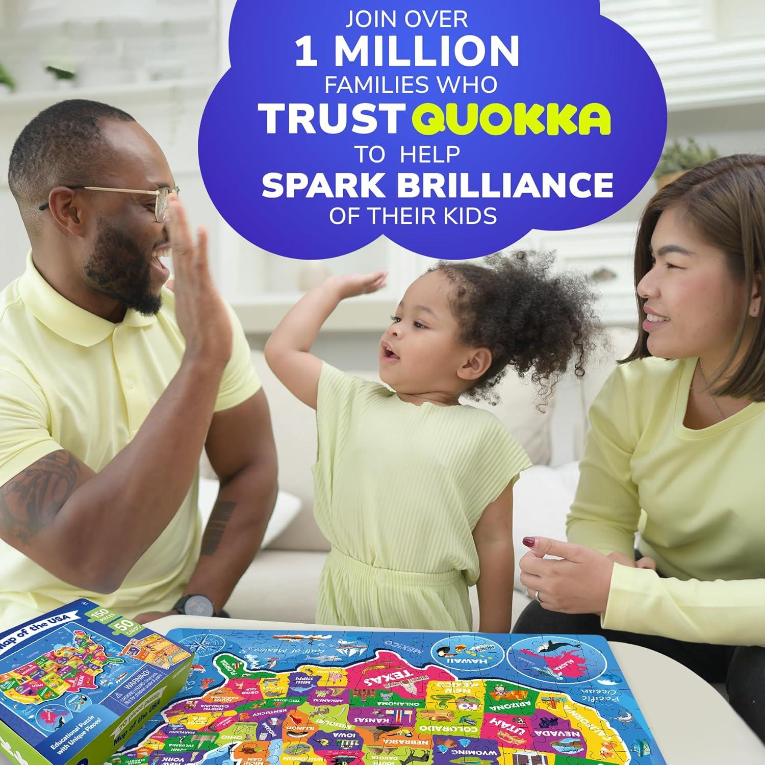 Puzzle Quokka Mapa de EE. UU. 150 Piezas Educativo