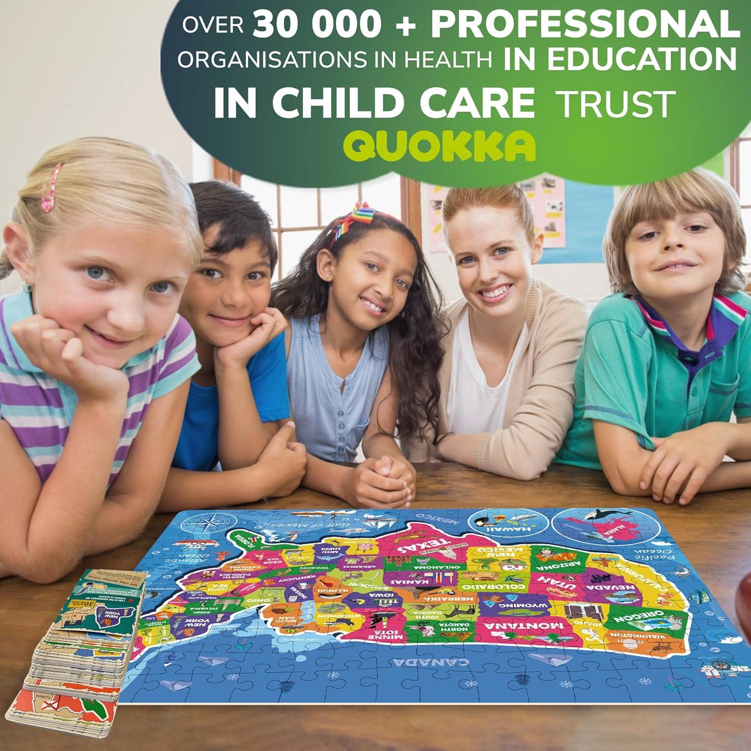 Puzzle Quokka Mapa de EE. UU. 150 Piezas Educativo