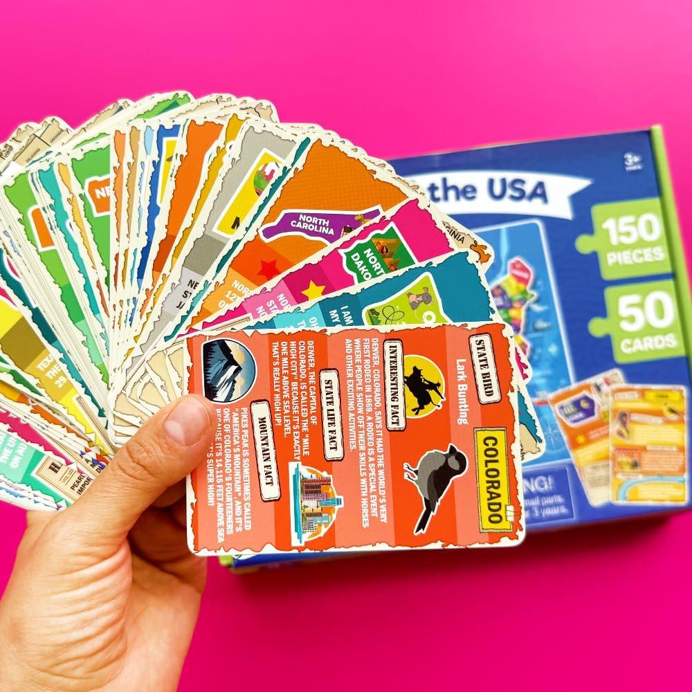 Puzzle Quokka Mapa de EE. UU. 150 Piezas Educativo