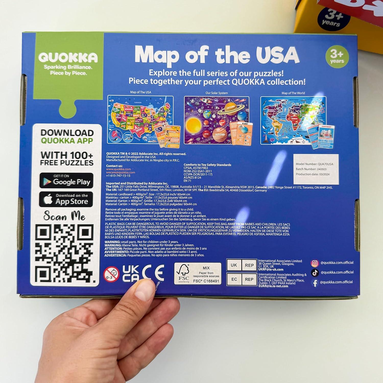 Puzzle Quokka Mapa de EE. UU. 150 Piezas Educativo