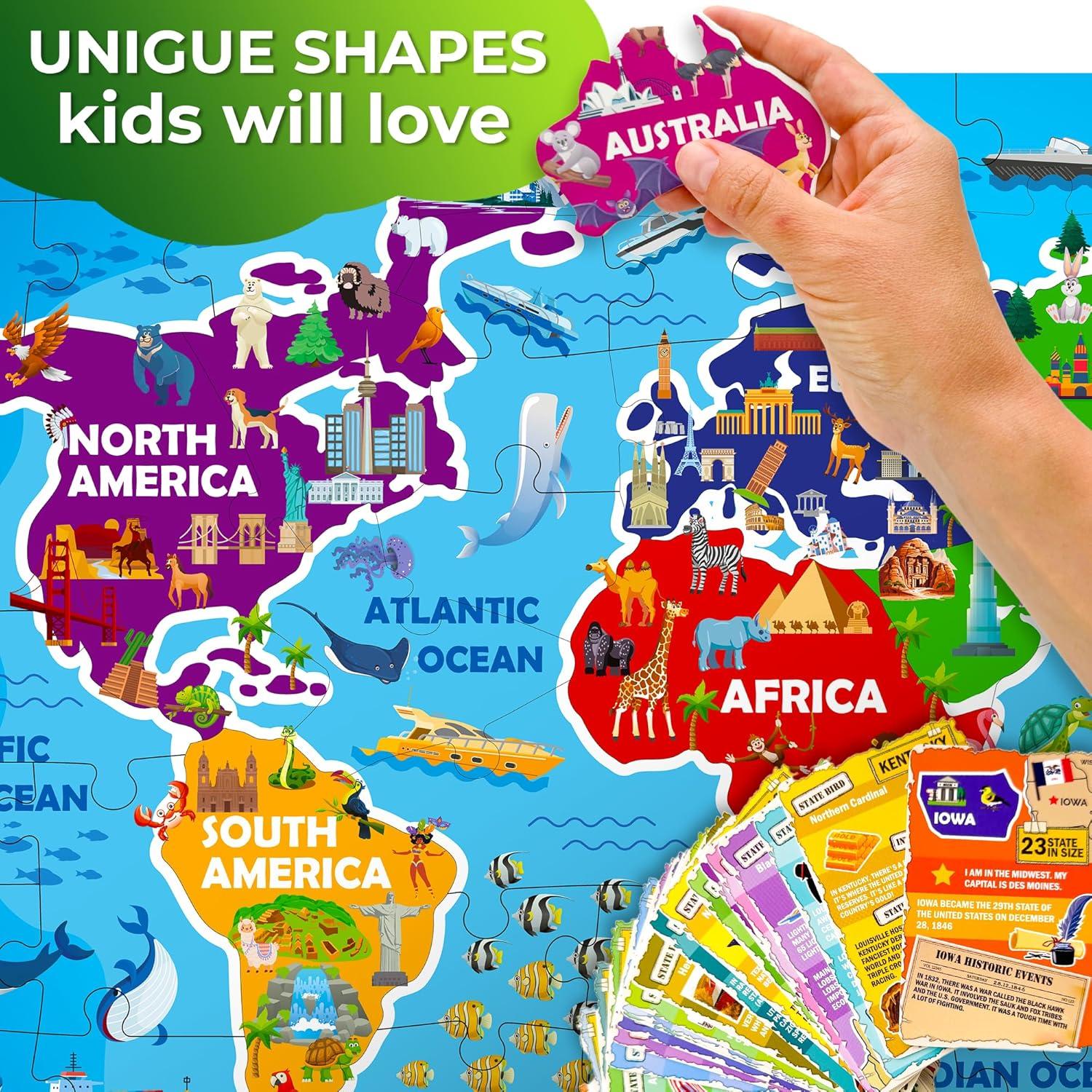 Rompecabezas Mapa Mundial QUOKKA 70 Piezas para Niños