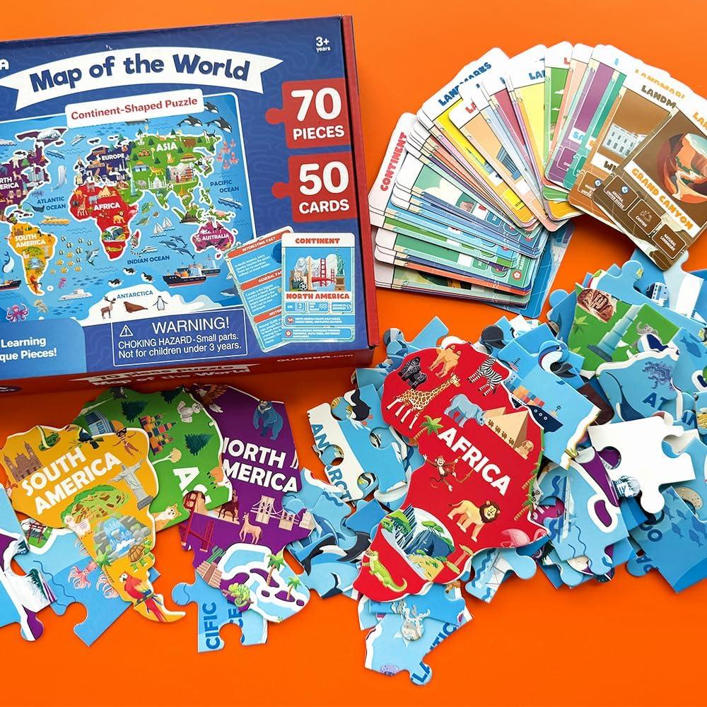 Rompecabezas Mapa Mundial QUOKKA 70 Piezas para Niños