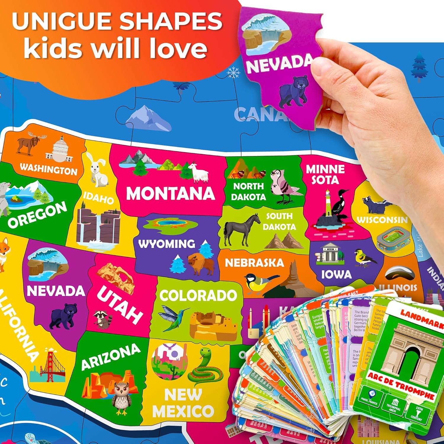 Puzzle Quokka Mapa de EE. UU. 70 Piezas Educativo