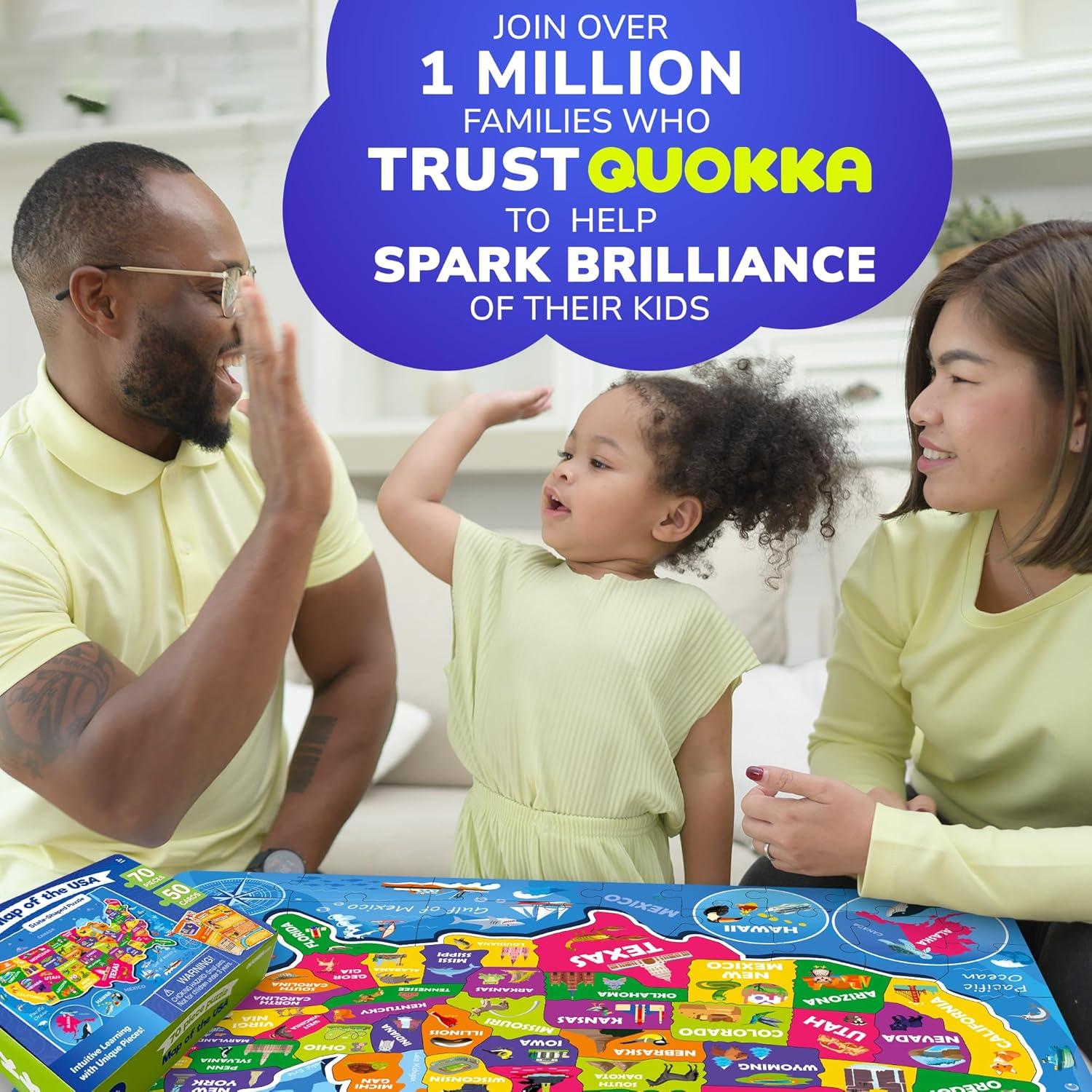 Puzzle Quokka Mapa de EE. UU. 70 Piezas Educativo