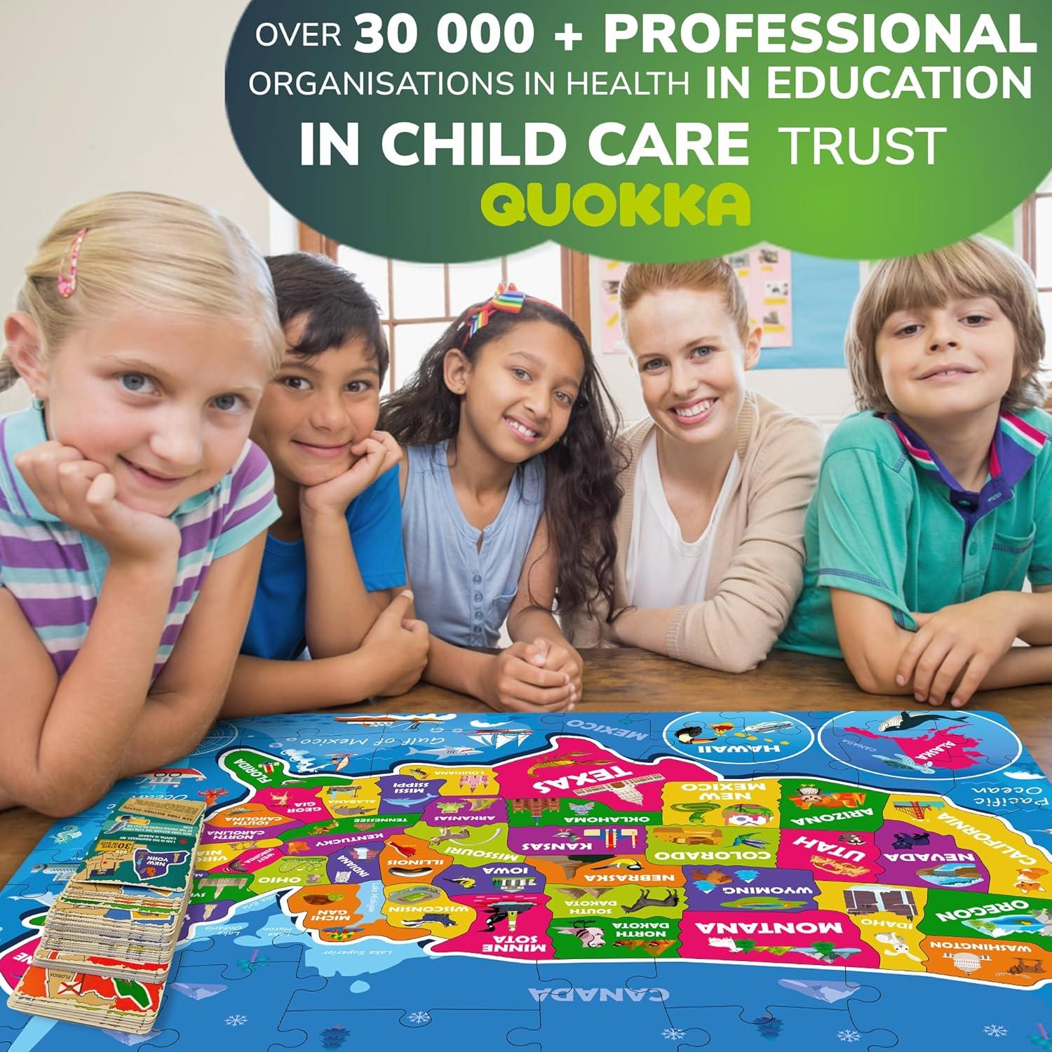 Puzzle Quokka Mapa de EE. UU. 70 Piezas Educativo