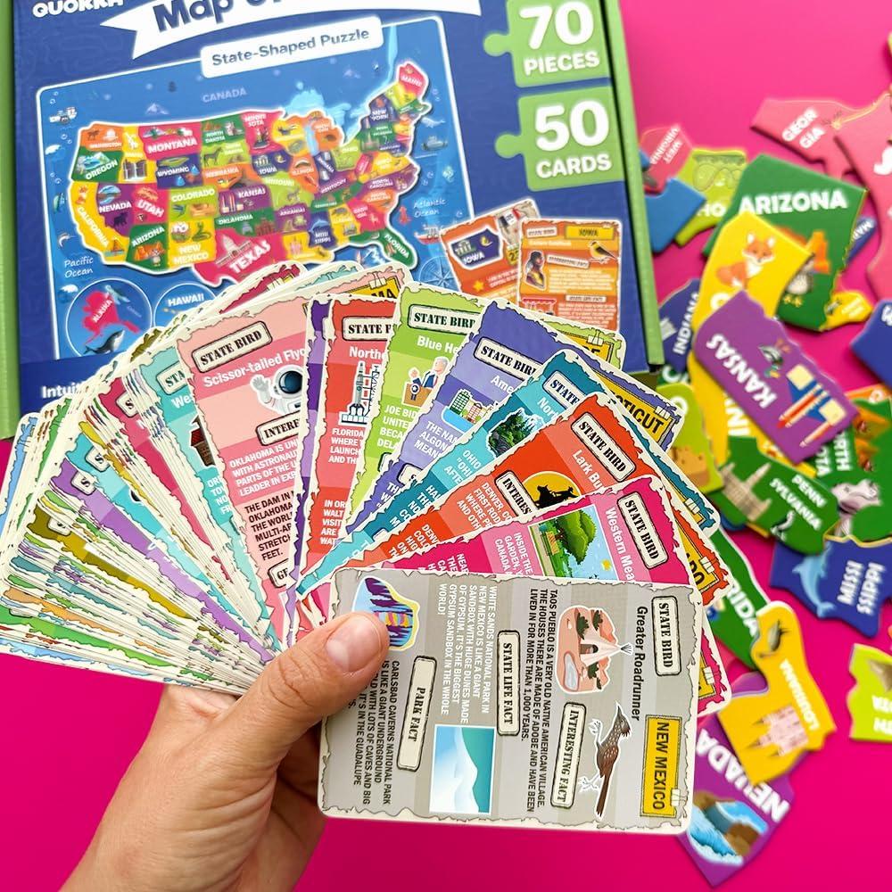 Puzzle Quokka Mapa de EE. UU. 70 Piezas Educativo