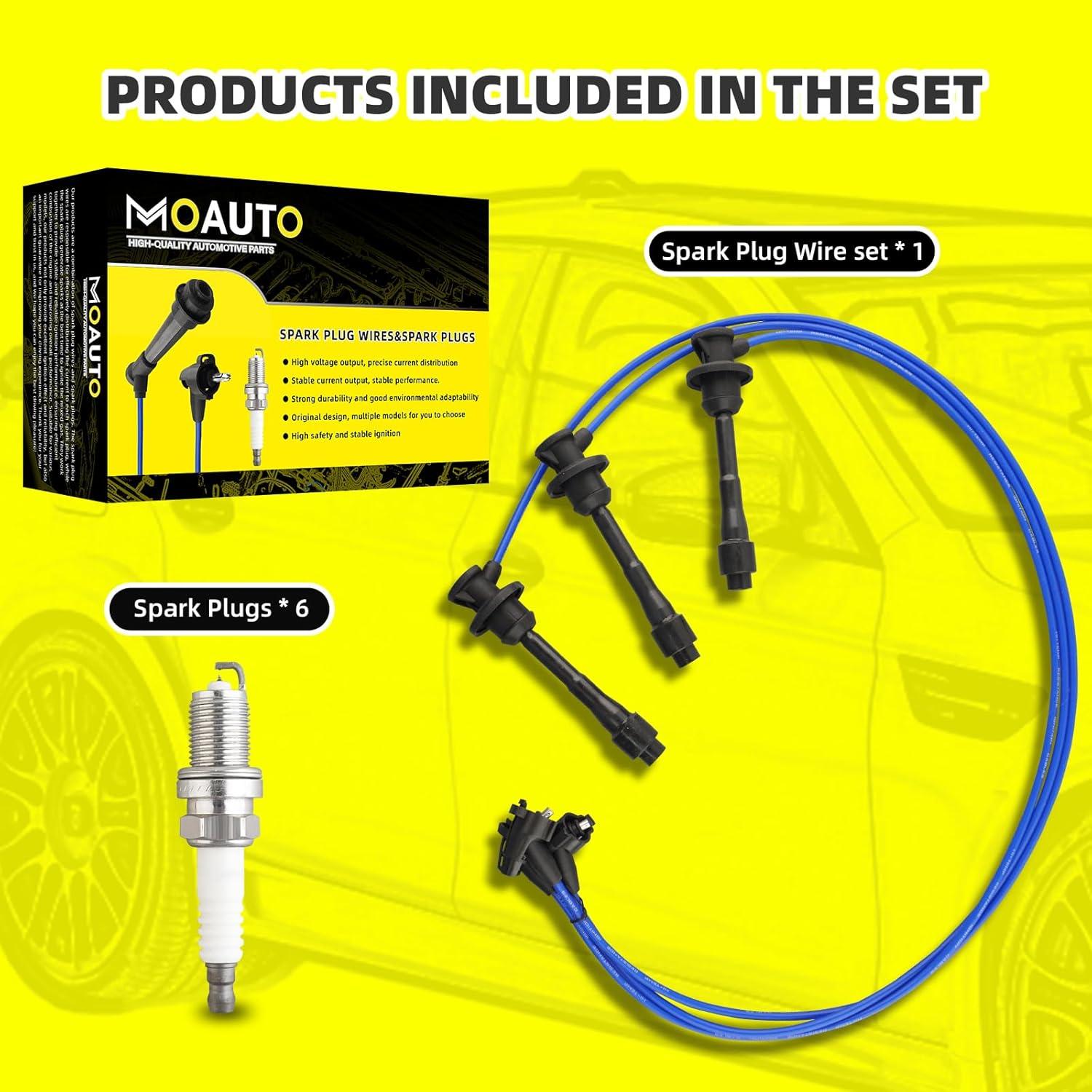 Juego de 6 Bujías de Iridio y Cables MOAUTO 7783 para Toyota