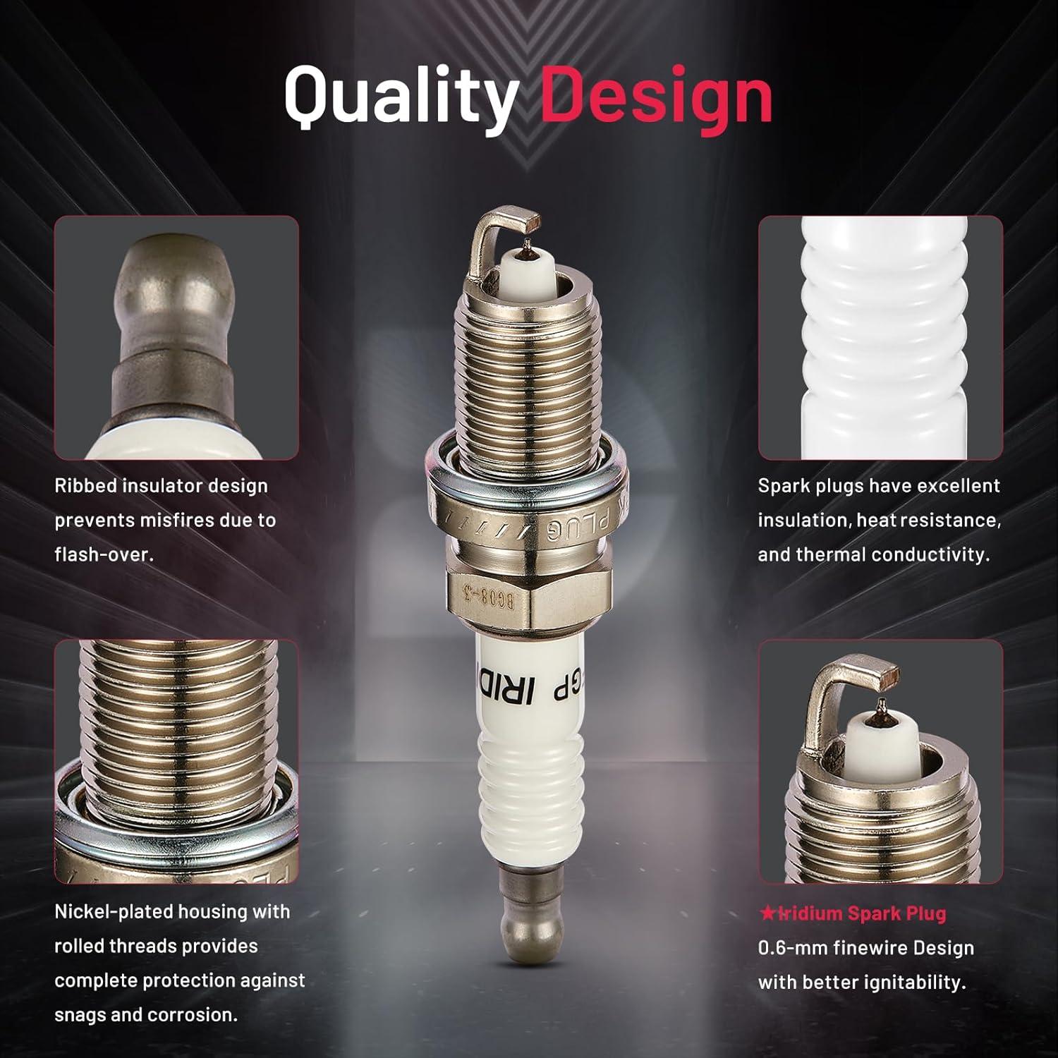 Juego de 4 Bujías de Iridio BDFHYK para Honda Civic 2001-2005