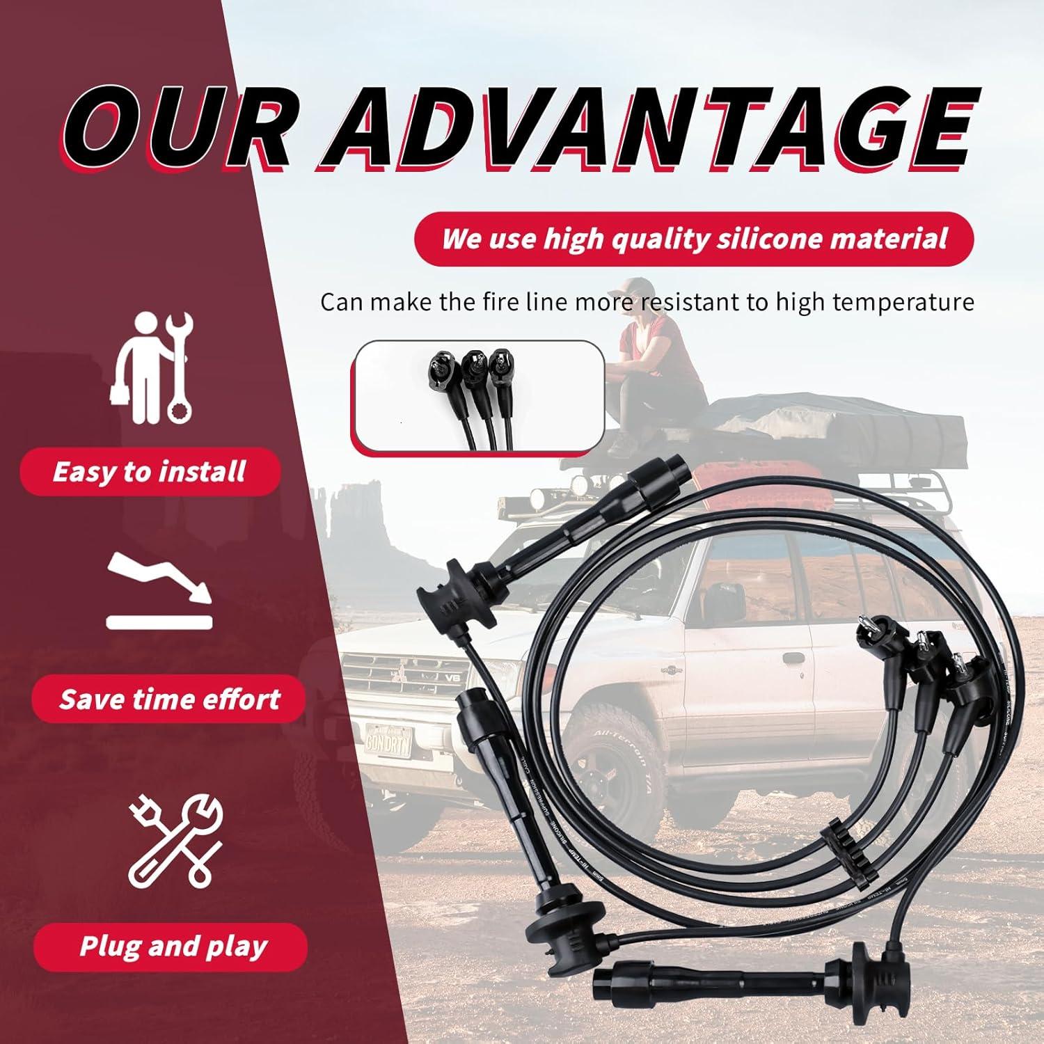 Juego de 3 Cables de Bujía y 6 Bujías de Iridio ATURMC