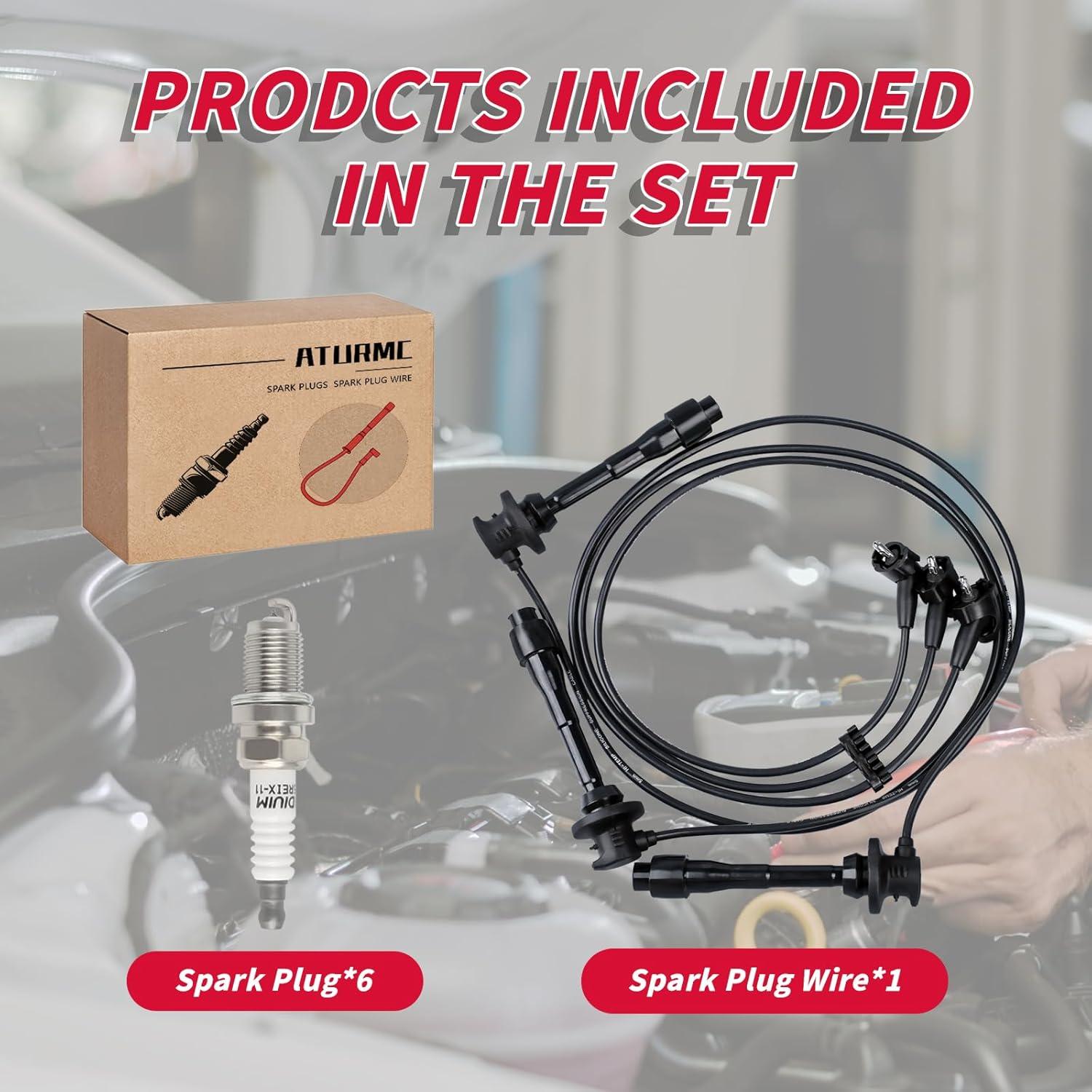 Juego de 3 Cables de Bujía y 6 Bujías de Iridio ATURMC