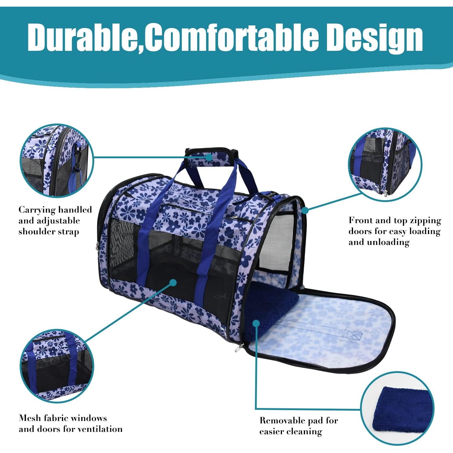 Transportín Suave GOOPAWS Grande para Perros y Gatos Azul