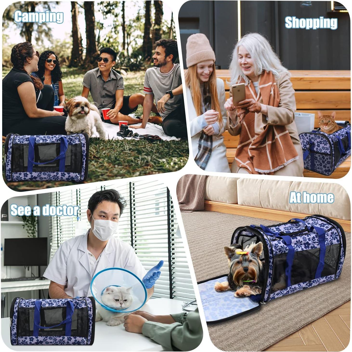 Transportín Suave GOOPAWS Grande para Perros y Gatos Azul
