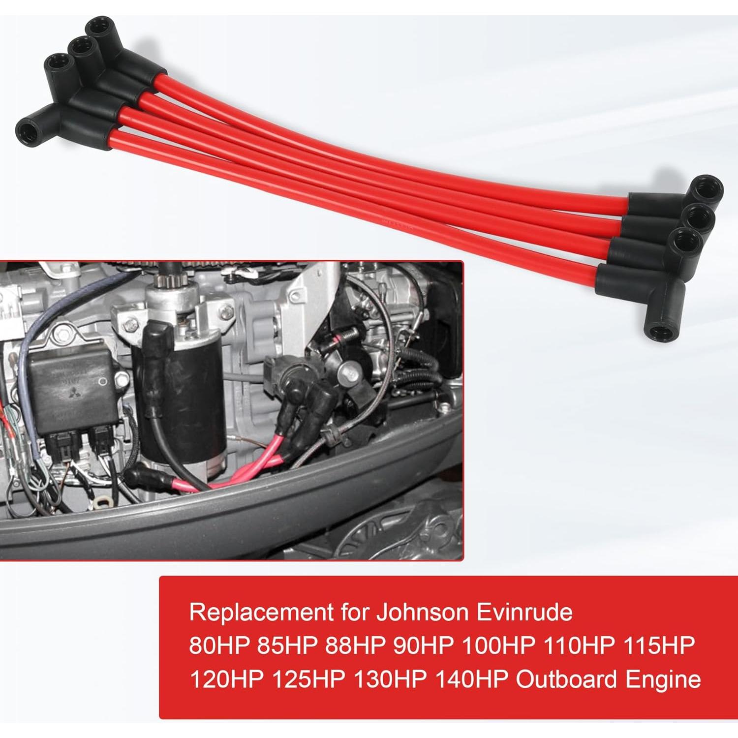 Juego de Cables de Bujía Marina JDMSPEED 10mm para Johnson Evinrude