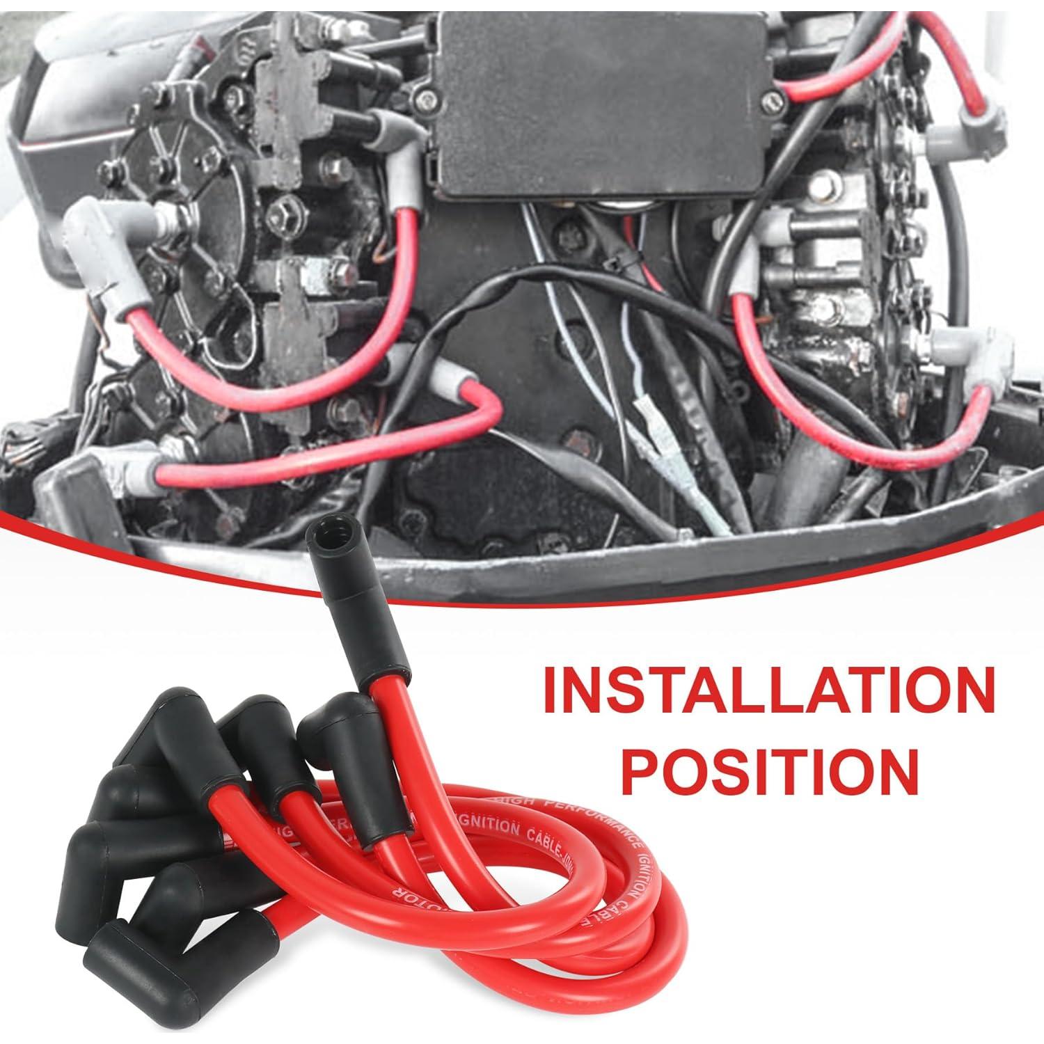 Juego de Cables de Bujía Marina JDMSPEED 10mm para Johnson Evinrude