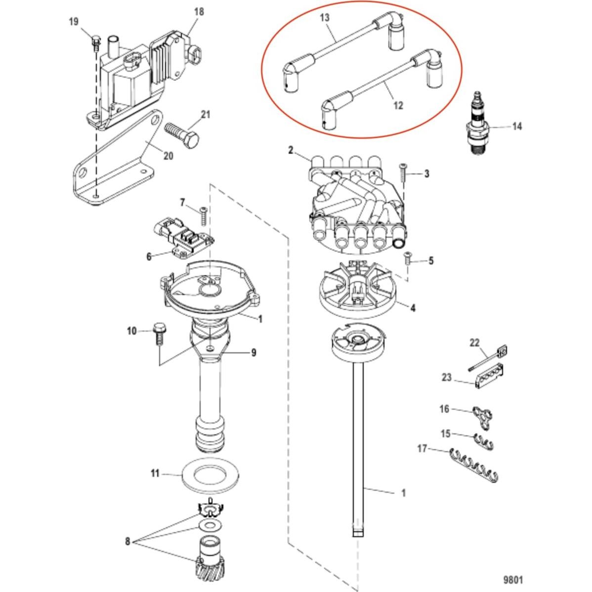Juego de Cables de Encendido Mercruiser 5.0L 5.7L 6.2L 18-8828